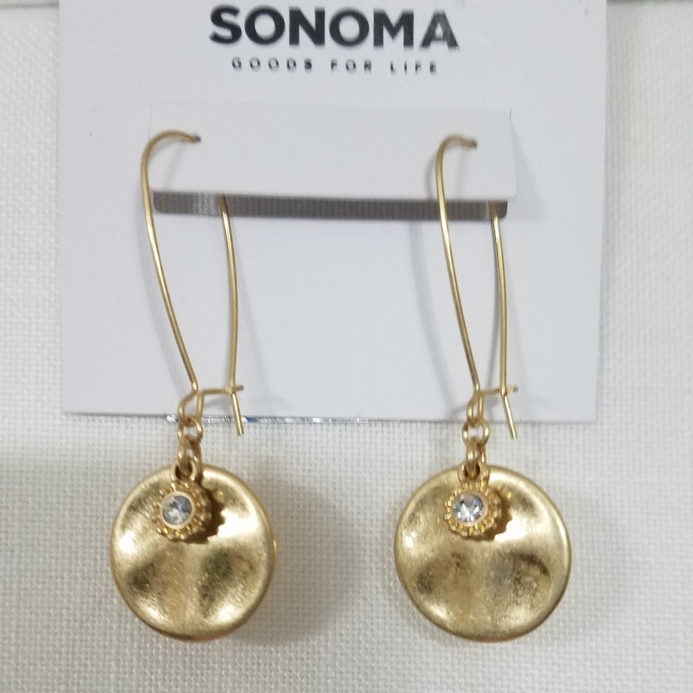 Sonoma gold tone earrings w/simulated diamond